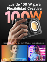 Rollei Lux 100 Bi-Color Kit Profesional LED Luz Permanente Fotografía con 71 WH Empuñadura de Batería Candela App Control Inteligente, Luz Fotográfica Ultraplana y Ligera | Temperatura de Color