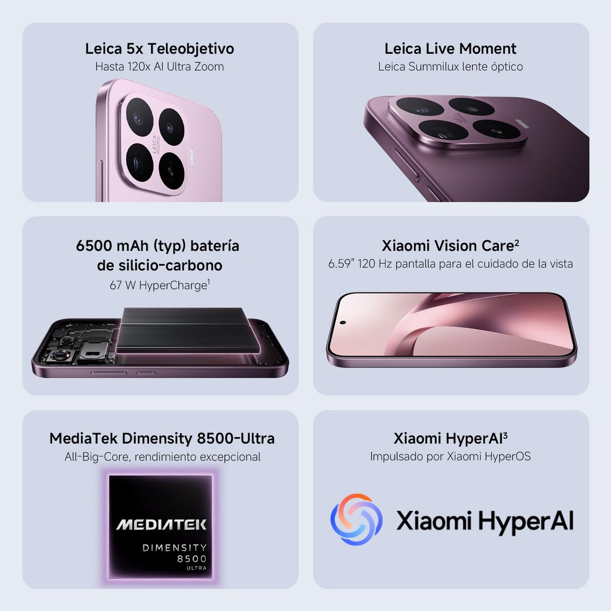 XIAOMI 17T Smartphone de 12+256GB Violeta Teleobjetivo Leica 5X