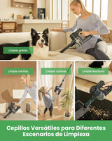 Vactidy Aspiradora sin Cable V9, Aspiradora Escoba sin Cable 30K Pa Potente Succión, Autonomía de 45 Mins, 4-en-1 Aspirador de Mano para Mascota, Suelo