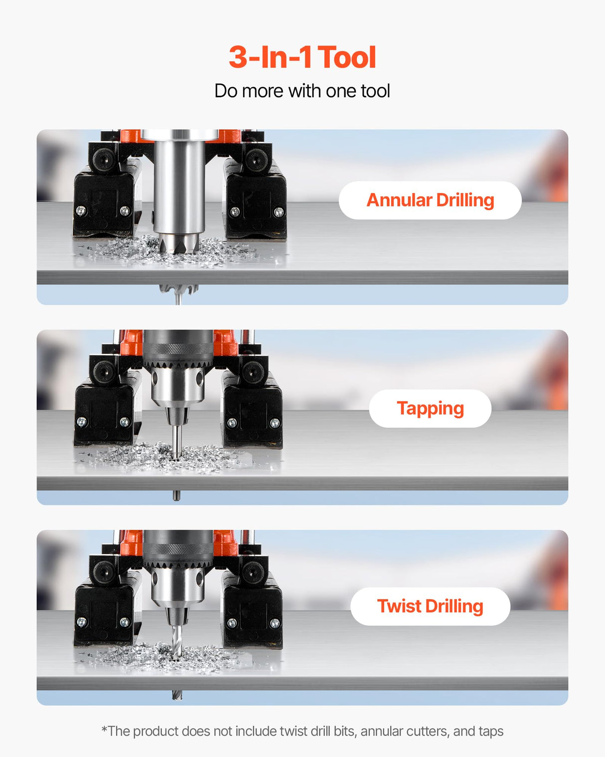 VEVOR Taladro Magnético de 1400 W, Diámetro de Perforación de 50 mm, Dirección Reversible, Velocidad de 0-850 RPM, Taladro Magnético para Superficies Metálicas para Bricolaje Industrial y Doméstico