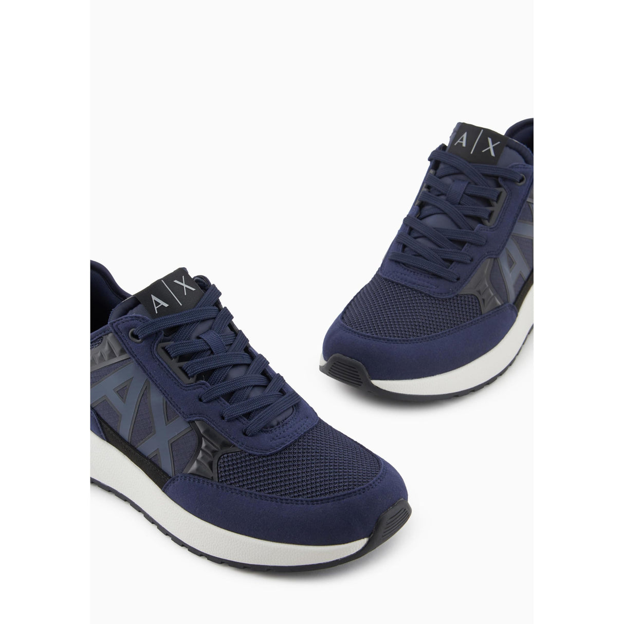 Armani Exchange Dusseldorf Embossed Geometric Motifs, Zapatillas Hombre, Azul Marino y Negro, 41 EU