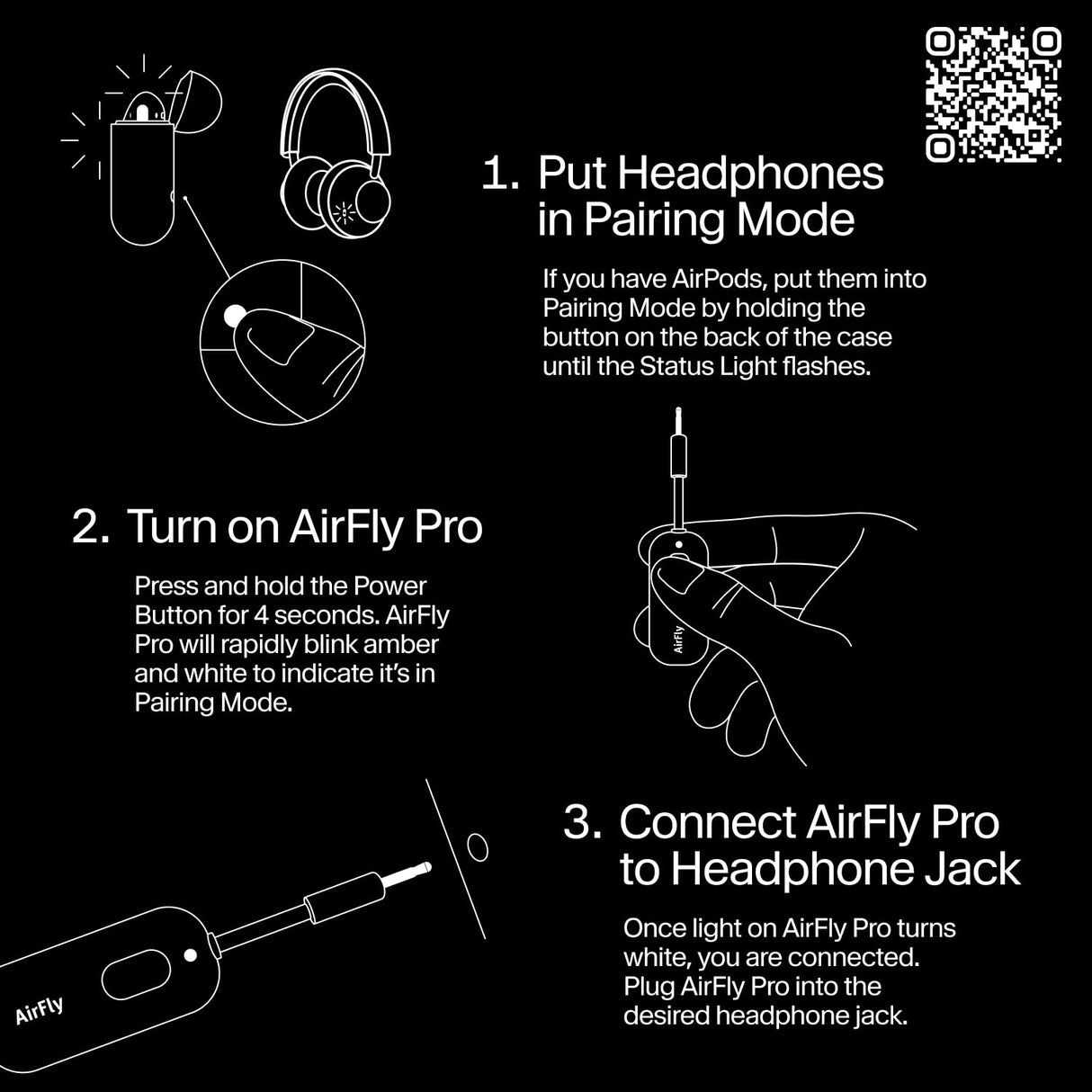 Twelve South AirFly Pro - Transmisor/Receptor de Audio inalámbrico Bluetooth para hasta 2 AirPods/Auriculares inalámbricos; Uso con Cualquier Conector de Audio de 3,5 mm, Color Negro