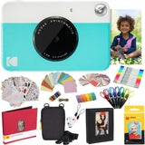 KODAK Printomatic Cámara instantánea (Azul) Paquete Todo Incluido con Papel fotográfico Zink (20 Hojas) y Mucho más.