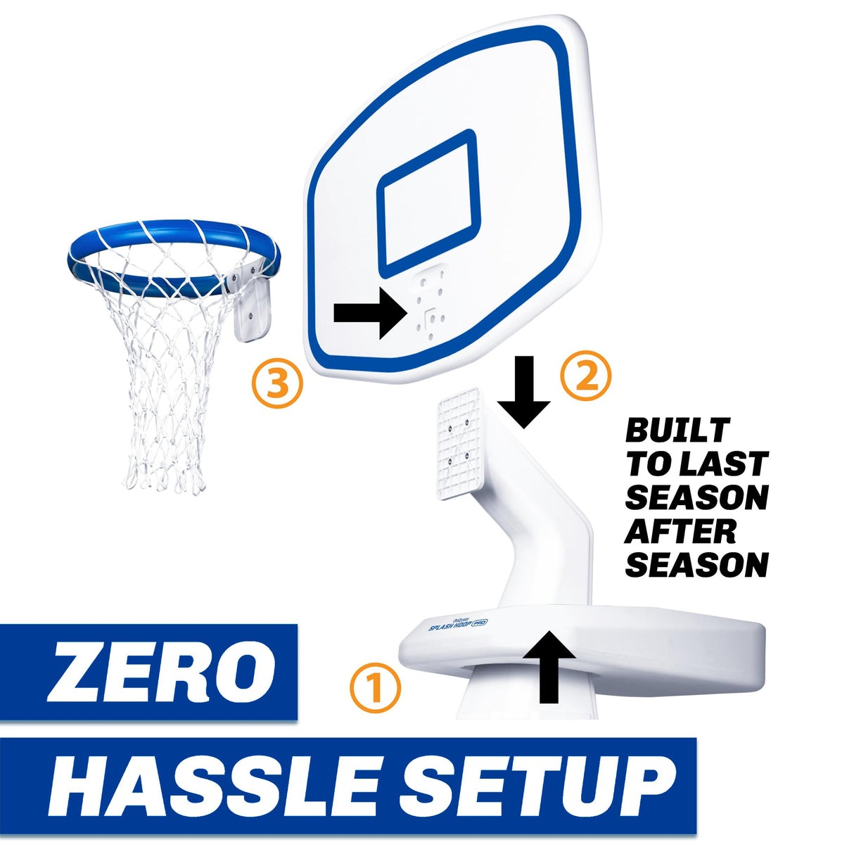 GoSports Splash Hoop - Juego de Baloncesto para Piscina, Incluye aro de Baloncesto acuático Junto a la Piscina, 2 Pelotas y Bomba, Elige tu Estilo