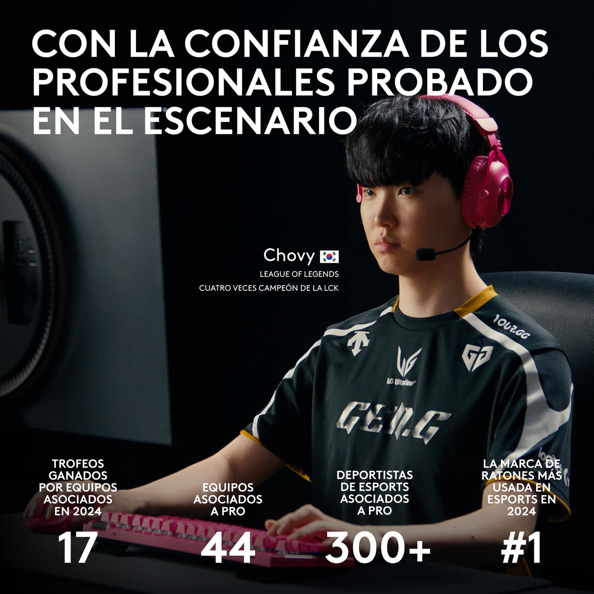 Logitech G PRO X SUPERLIGHT 2, Ratón inalámbrico para gamingratón Pro-Grade de 60 g con 5 botones programables, sensor de 44 000 DPI, velocidad de respuesta de 8 kHz, carga USB-C para PC/Mac - Negro