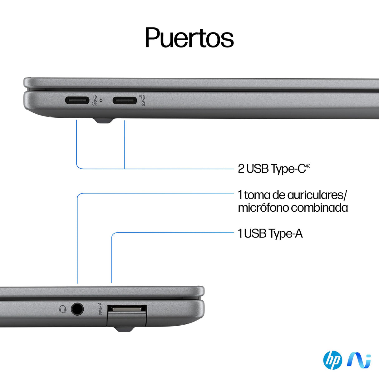 HP OmniBook X AI 14-fe0001ns - Ordenador portátil IA de 14" 2.2k multitáctil QC Snapdragon X1E-78-100, 32 GB RAM, 1TB SSD, Snapdragon X Elite, Windows 11 Gris - Teclado QWERTY Español, 1000GB, 32GB