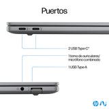 HP OmniBook X AI 14-fe0001ns - Ordenador portátil IA de 14" 2.2k multitáctil QC Snapdragon X1E-78-100, 32 GB RAM, 1TB SSD, Snapdragon X Elite, Windows 11 Gris - Teclado QWERTY Español, 1000GB, 32GB