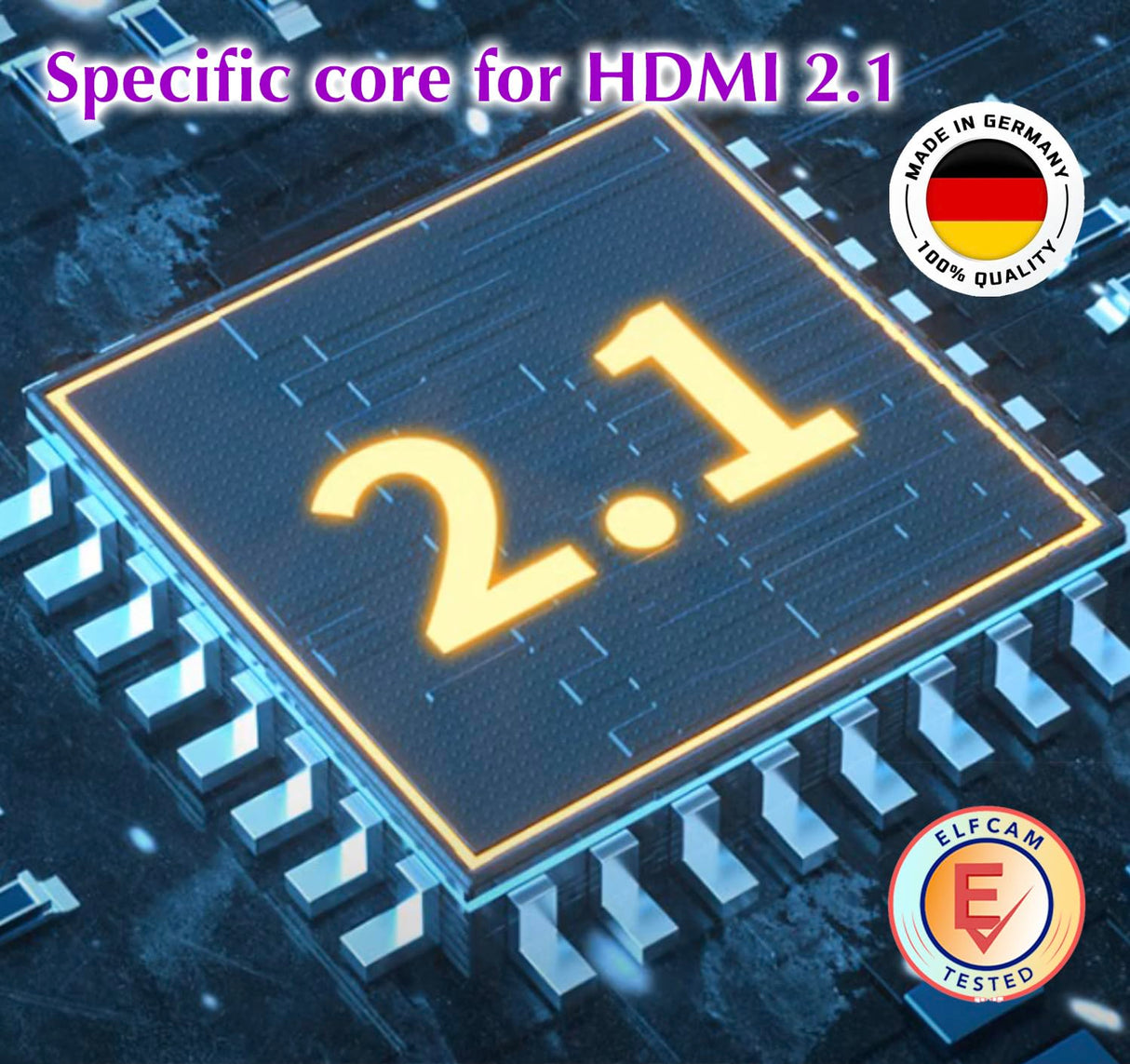 Elfcam-8K - Cable HDMI a fibra óptica 70M(48 Gb/s, eARC VRR, ultra alta definición, para cine y juego, chip alemán Silan+láser V26, fibra resistente a las plegadas–compatible con PS5, Xbox, PC y TV 8K