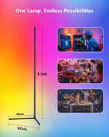 LuminexDesigns Pack de 2 Lámparas de Pie LED RGB 150cm – Luces de Esquina Regulables con Mando a Distancia, Control Alexa, Iluminación Decorativa para Salón, Dormitorio o Zona Gaming