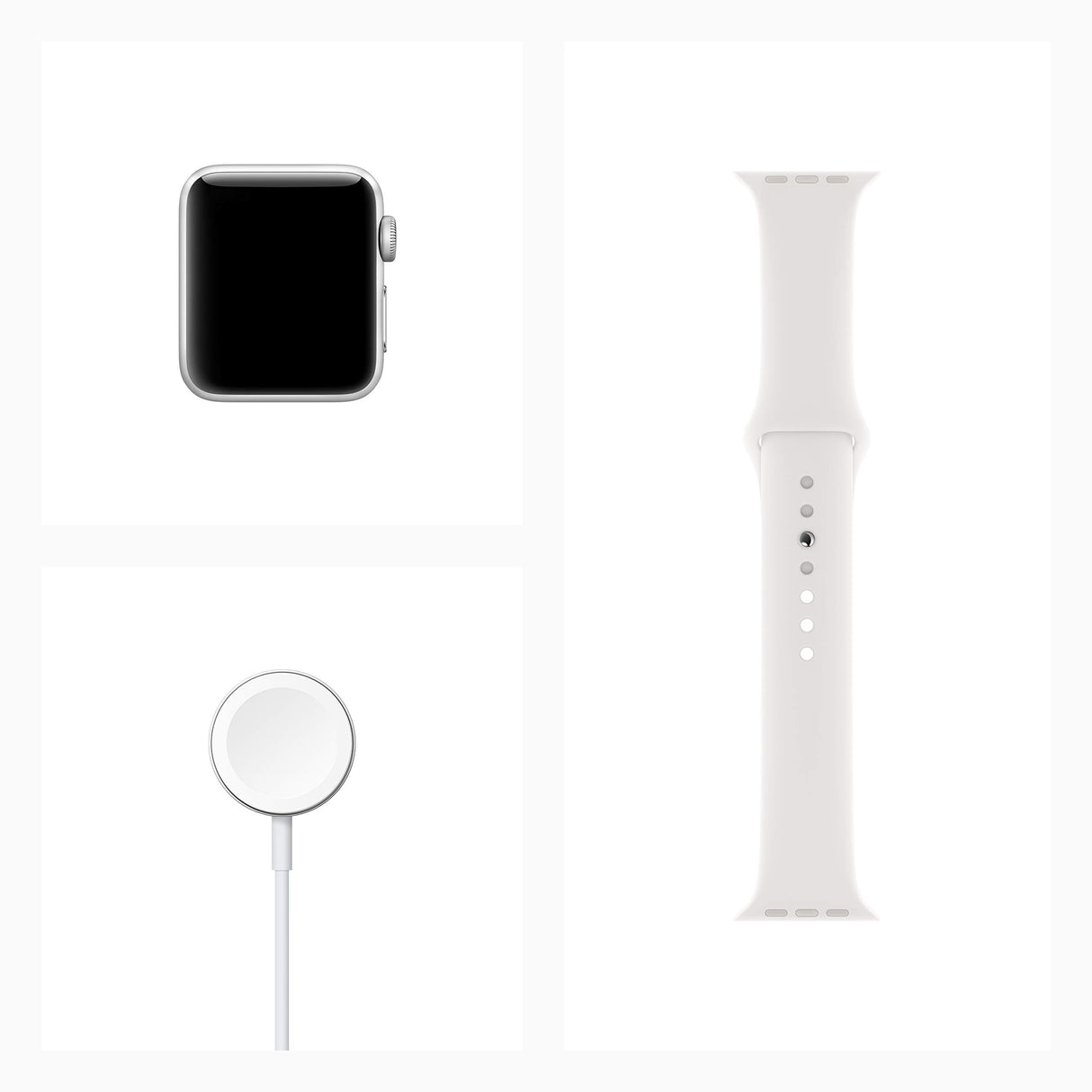Apple - Apple Watch Series 3 (GPS), 38mm Silver Aluminum Case with White Sport Band - Silver Aluminum