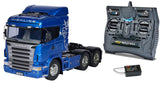 Tamiya 56327 1:14 RC Scania R620 6x4 Highl.Pintado de Azul - Paquete de camión con Mando a Distancia (FS Reflex Stick II 2.4 GHz 6CH), camión RC, camión teledirigido, modelismo, Kit, camión