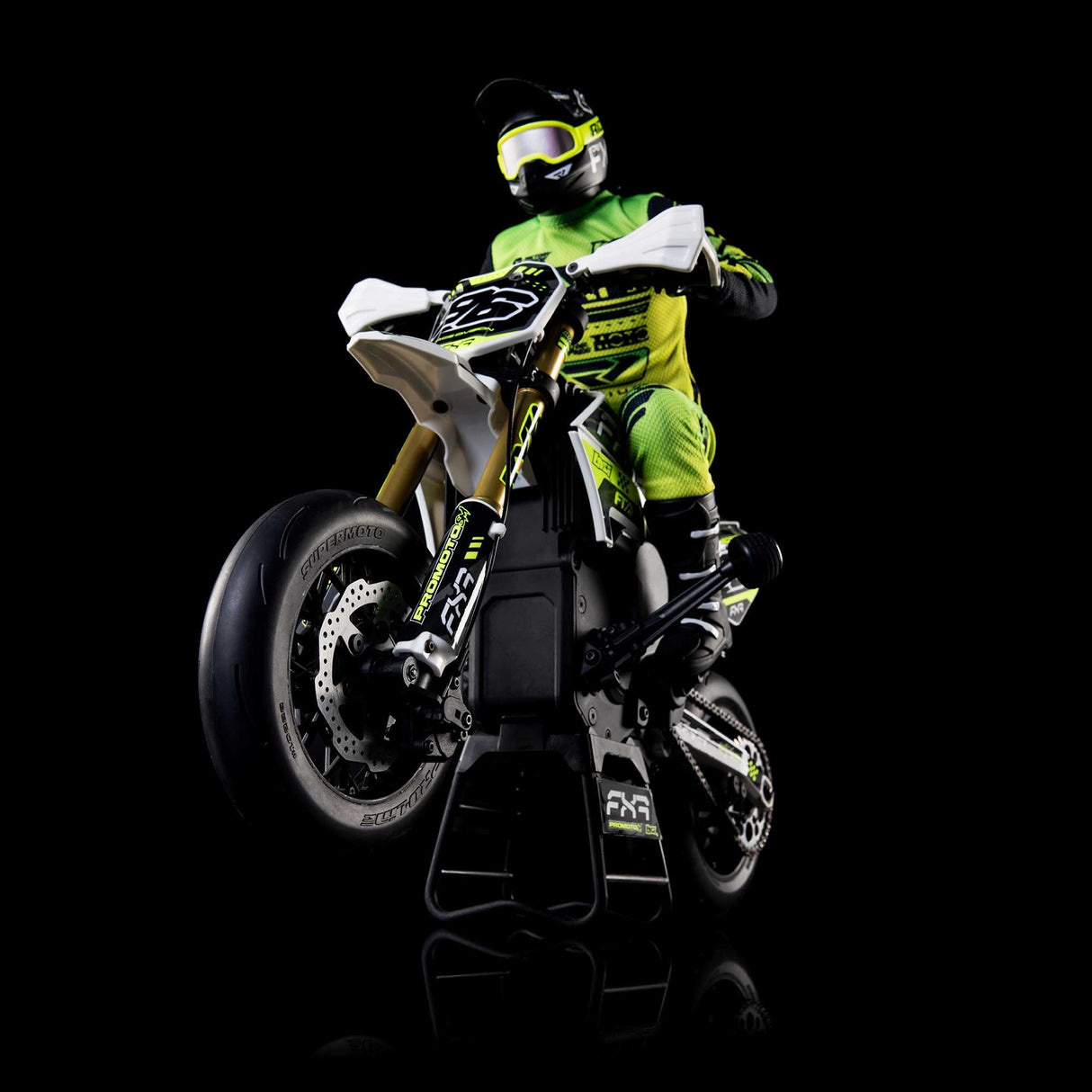 LOSI 1/4 Promoto-SM FXR Supermoto Moto teledirigida RTR con Volante Stabi Amortiguador 3 Modos de conducción sin escobillas Cadena Embrague Incluye batería y Cargador