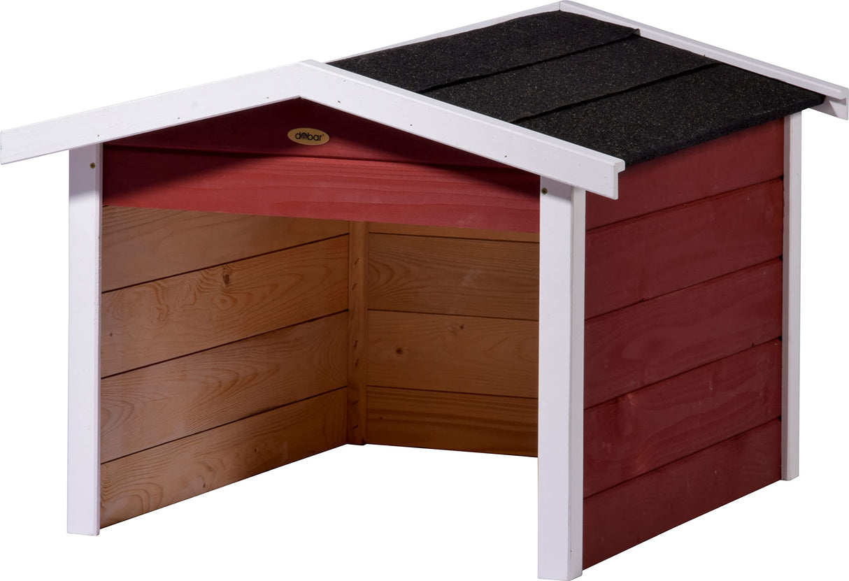 dobar® Garaje para Robot cortacésped de Madera como Kit de construcción – Refugio para Robot cortacésped con Techo bituminoso – 76 x 68 x 52 cm – Rojo/Blanco