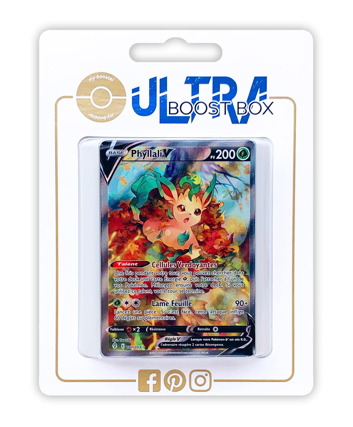 Phyllali V (Leafeon V) 167/192 Full Art Alternativo - Ultraboost X Epée et Bouclier 7 Évolution Céleste - Box de 10 Cartas Pokémon Francés