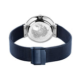 BERING 14639-307 Reloj solar para hombre con caja de acero inoxidable plateado de 39 mm y esfera azul, correa milanesa, cristal de zafiro y resistencia al agua de 5 ATM