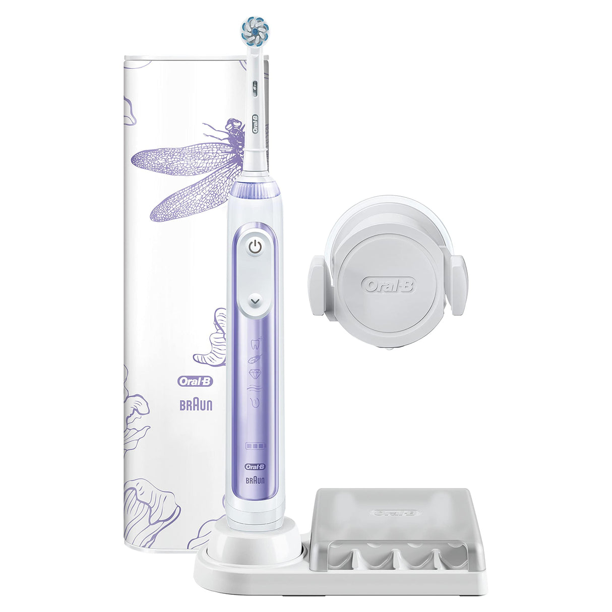 Oral-B Genius cepillo de dientes eléctrico edición especial, mango de cepillo de dientes de inteligencia artificial con estuche de viaje, morado