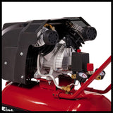 Einhell Compresor TE-AC 400/50/10 V (cilindro en V lubricado por aceite, 2200W, 10 bar, tanque de 50L, capacidad de aspiración de 400l/min, reductor de presión, 2 manómetros y 2 acoplamientos rápidos)