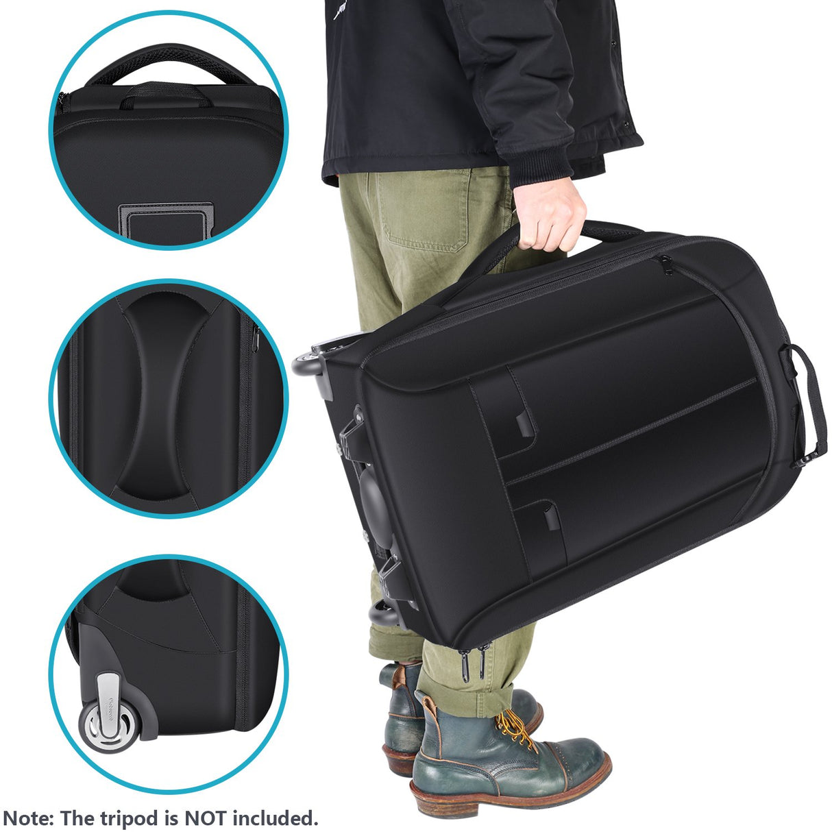 Neewer 2 en 1 Mochila corredera para cámara Estilo Maleta Convertible con Doble asa a Prueba de Golpes con Compartimentos Acolchados extraíbles para cámaras SLR/DSLR Trípodes Lentes (Negro/Rojo)