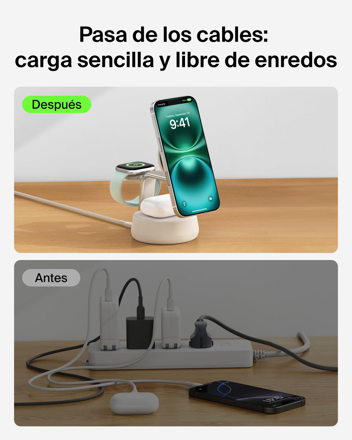 Belkin UltraCharge Pro Cargador Inalámbrico 3 en 1, 25W, Cargador Qi2 Compatible con MagSafe, Estación de Carga para iPhone 16, Apple Watch, AirPods, Pixelsnap con Ventilador y Adaptador 45W, Beis