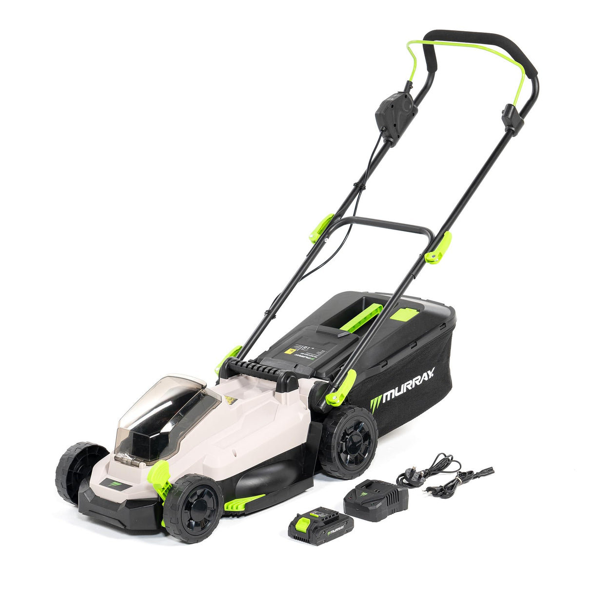 Murray Cortacésped Inalámbrico 20V Li-Ion con Motor de Inducción 2900/min MU-BAT-LM33-KIT – Ancho de Corte de 33 cm, Recogedor de Césped de 32L – 5 Niveles – Mulching, Trasera, Recogedor