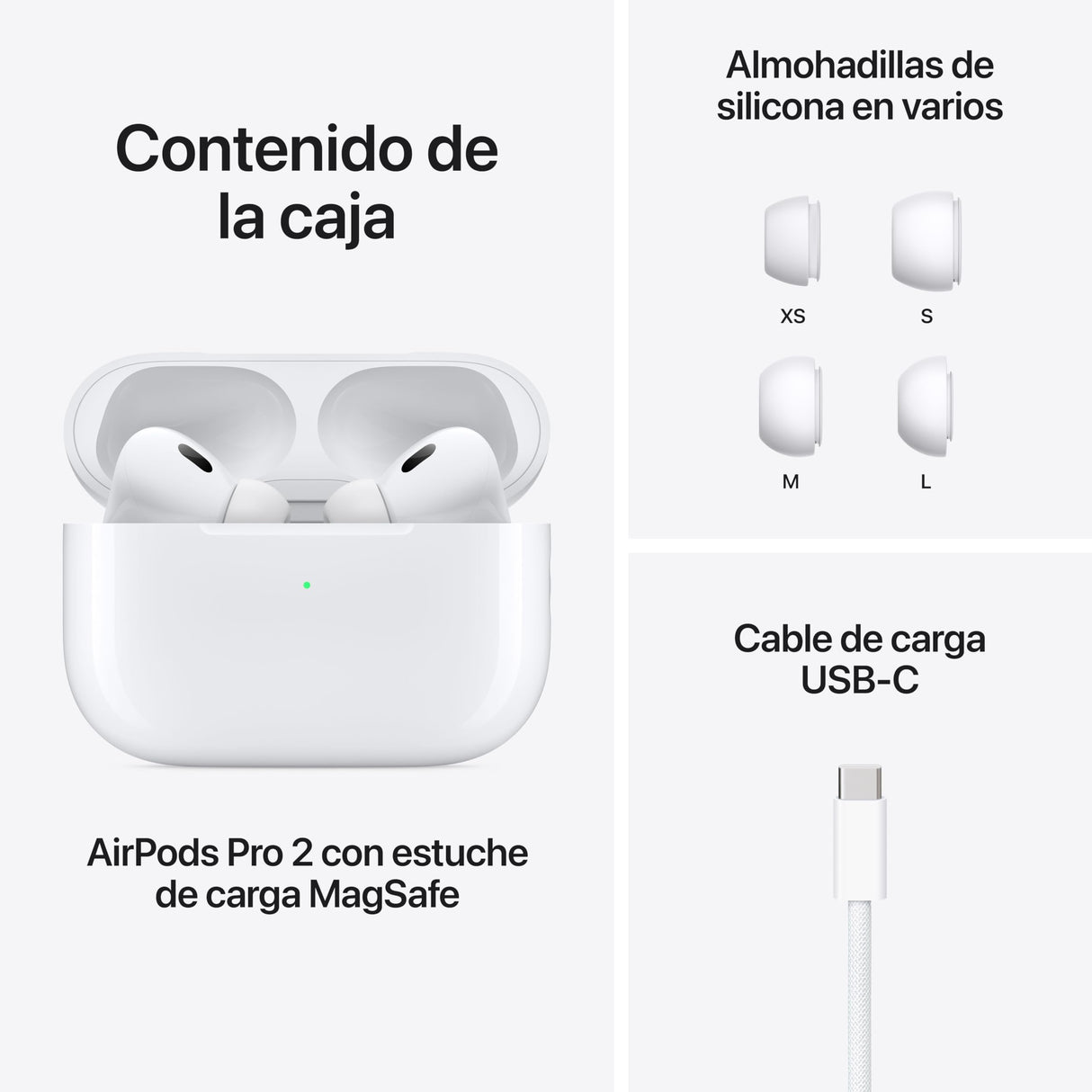 Apple AirPods Pro 2 Auriculares inalámbricos, Auriculares Bluetooth, cancelación Activa de Ruido, Audífono, Modo Sonido Ambiente, Audio Espacial Personalizado, Sonido de Alta fidelidad, Carga USB C