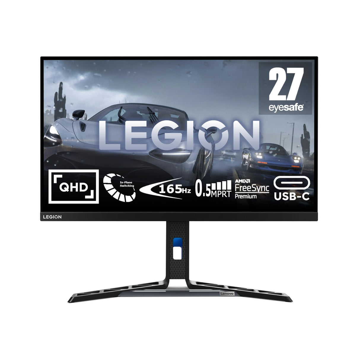 Lenovo Legion Y27h-30 - Monitor Gaming con EyeSafe, 27'' 2K QHD (IPS, 180Hz (OD), 0.5ms MPRT, HDMI,DP,USB-C, Cables DP y USB-C, FreeSync, Altavoces) Ajuste de inclinación/altura/giro/pivot -Negro