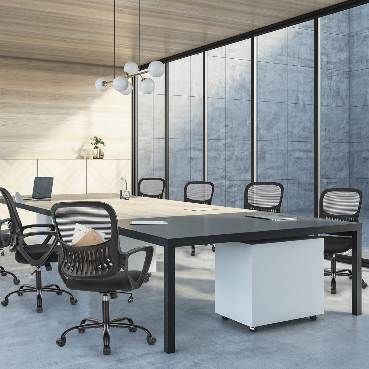 Sweetcrispy Silla de Oficina ergonómica, de Escritorio con Soporte Lumbar, reposabrazos Ajustables, Regulable en Altura, Adecuada para Dormitorio