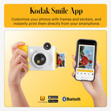 KODAK Smile+ Cámara Digital instantánea 2-en-1 y Impresora Bluetooth - 10MP, Lente giratoria con Efectos, Fotos Adhesivas Zink 2x3”, Imprime Desde App en Dispositivos Inteligentes - Blanco