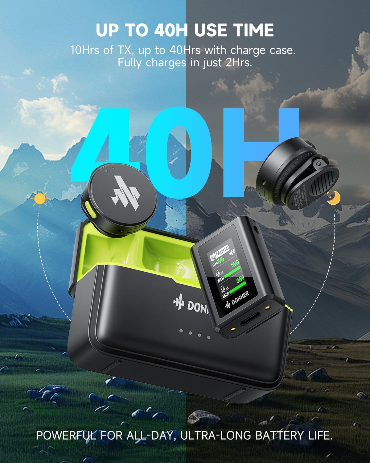 Donner Micrófono Lavalier inalámbrico con Conector Lightning Tipo C de 3,5 mm para cámara iPhone 15 Android, micrófono de Solapa Profesional Plug-Play de Doble Canal con cancelación de Ruido, 305 m,