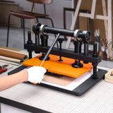 VEVOR Máquina Cortadora de Cuero 360x260 mm Capacidad de Carga de 1,5 T Prensa Troqueladora Manual Carrera Ajustable 12 mm Perforadora Manual para Cuero Papel Espuma Plástico Caucho Varios Materiales