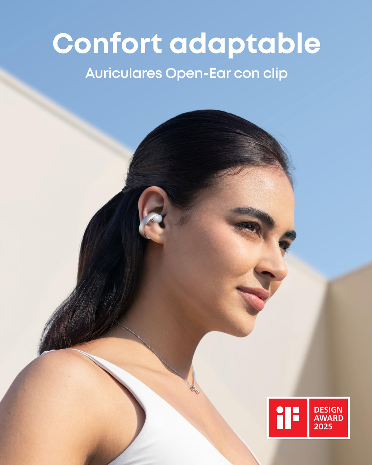 Soundcore AeroClip de Anker, Auriculares Open-Ear, Comodidad de adaptación, Llamadas nítidas con 4 micrófonos con IA, Ajuste Estable, Altavoces de 12 mm para un Sonido Claro, Forma de Anilla Abierta