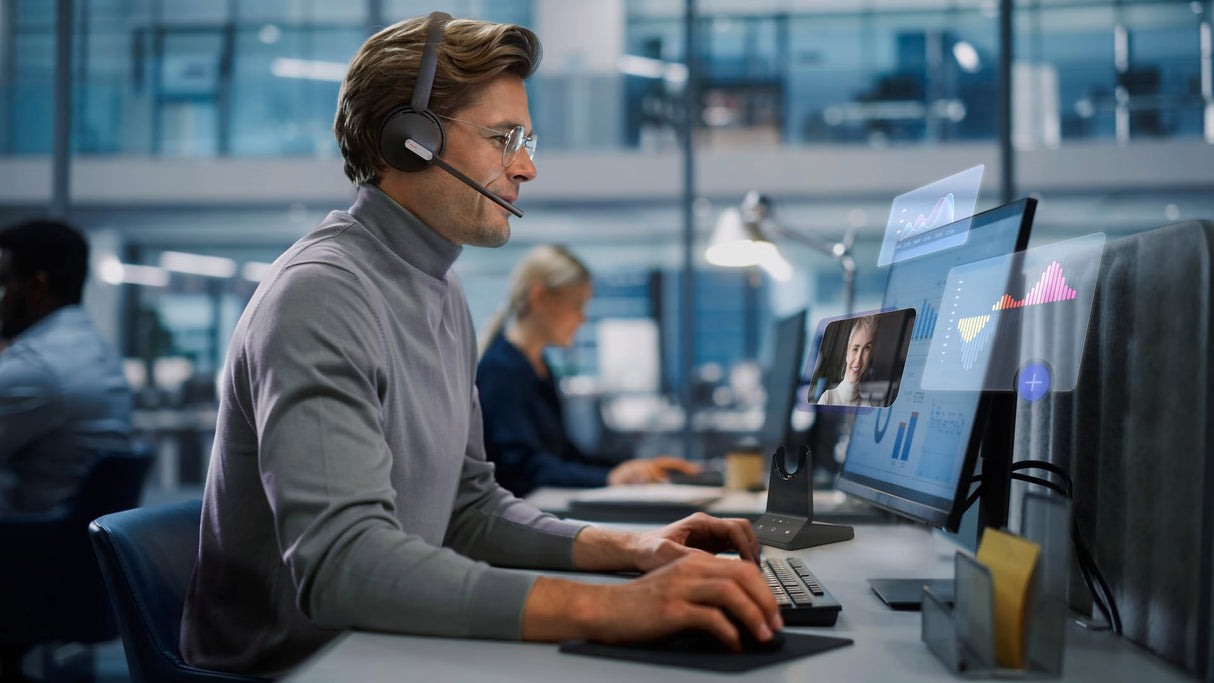 Yealink WH64 Dual Teams Casque Sans Fil Arceau Bureau/Centre d'appels Micro-USB Bluetooth Noir