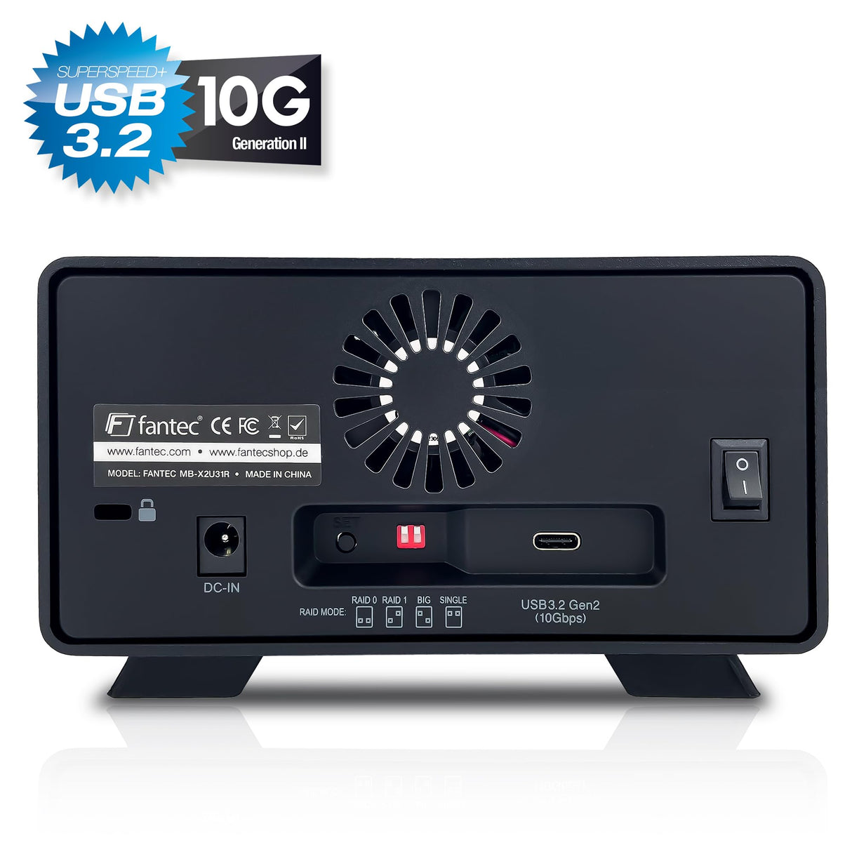 FANTEC 2-Fold USB 3.2 Gen2 10G Raid Hard Disk Docking Station for 2X SATA 3.5/2.5 Inch HDDs, Transfer Rates up to 10Gbit/Sec, no Tools Required, Lockable, 2X USB Cable. Aluminum Enclosure Black