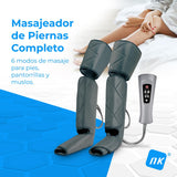 NK Masajeador de piernas, 6 Modos de masajes completos y parciales, 4 Niveles de Intensidad para cada modo, Temporizador con botones, Función Calor, Compresión de aire para relajación muscular