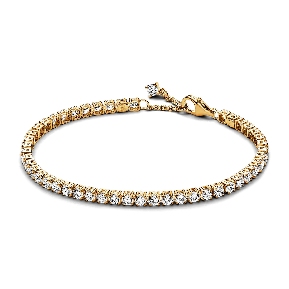 Pandora Timeless Pulsera chapada en oro de 14 quilates con circonitas cúbicas transparentes, 20