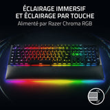 Razer BlackWidow V4 Pro (Switches Amarillo) - Teclado Gamer Mecánico (Interruptores Mecánicos Silenciosos, Rueda de 8 Teclas Macro Dedicadas, Reposamanos de Imitación, RGB Chroma) Teclado FR | Negro