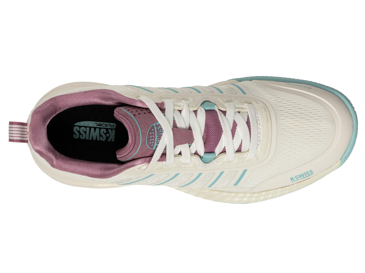 K-Swiss Donna Ultra Court Padel Tennis Shoe, Wht/Lilas/PASTELTURQUOISE, 38 EU, Wht Lilas Turchese pastello, 38 EU