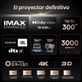Hisense C2 Ultra Ed. Real Madrid - Mini Proyector Laser UHD 4K Smart TV, de 65" a 300", 3000 Lumen, Dolby Vision Atmos, Audio JBL + Subwofer, Zoom Digital, Autoenfoque, Contraste 2000:1