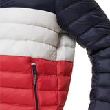 Tommy Hilfiger Ultra Loft Lightweight Packable Puffer Jacket (Standard and Big & Tall) Abrigo Alternativo de plumón, Midnight/Ice/Red Colorblock, L Alto para Hombre