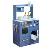 Teamson Kids Cocina de Madera Azul para niños con Lavadora, Mini huerto, Horno, Fregadero y 9 Accesorios para Juego simbólico Creativo