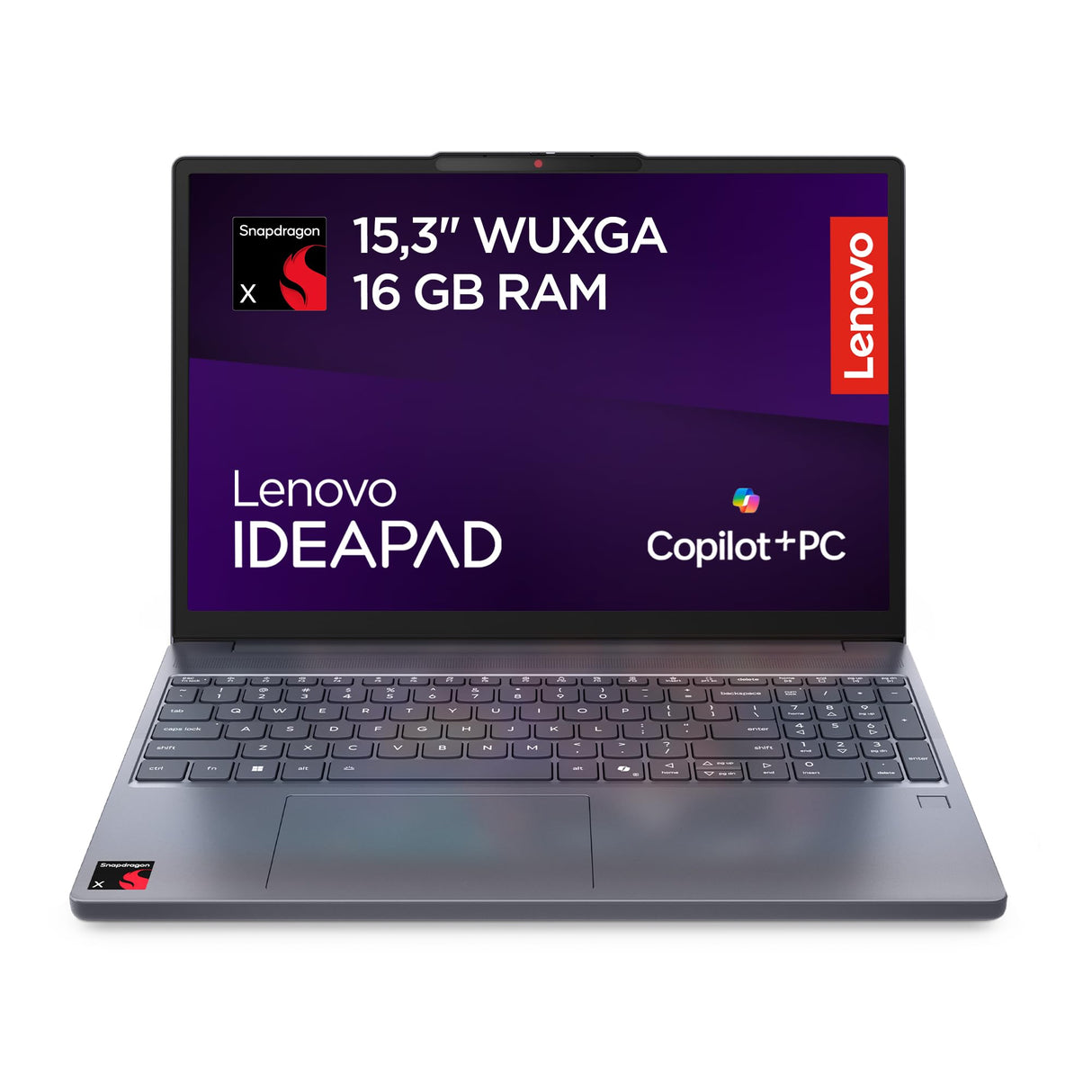 Lenovo IdeaPad Slim 3 Gen 10 – Ordenador Portátil IA Copilot+ PC 15.3'' WUXGA (Snapdragon X X1-26-100, GPU Qualcomm Adreno, 16 GB RAM, 512 GB SSD, Wi-Fi 6E, Win 11 Home) QWERTY Español - Gris Luna