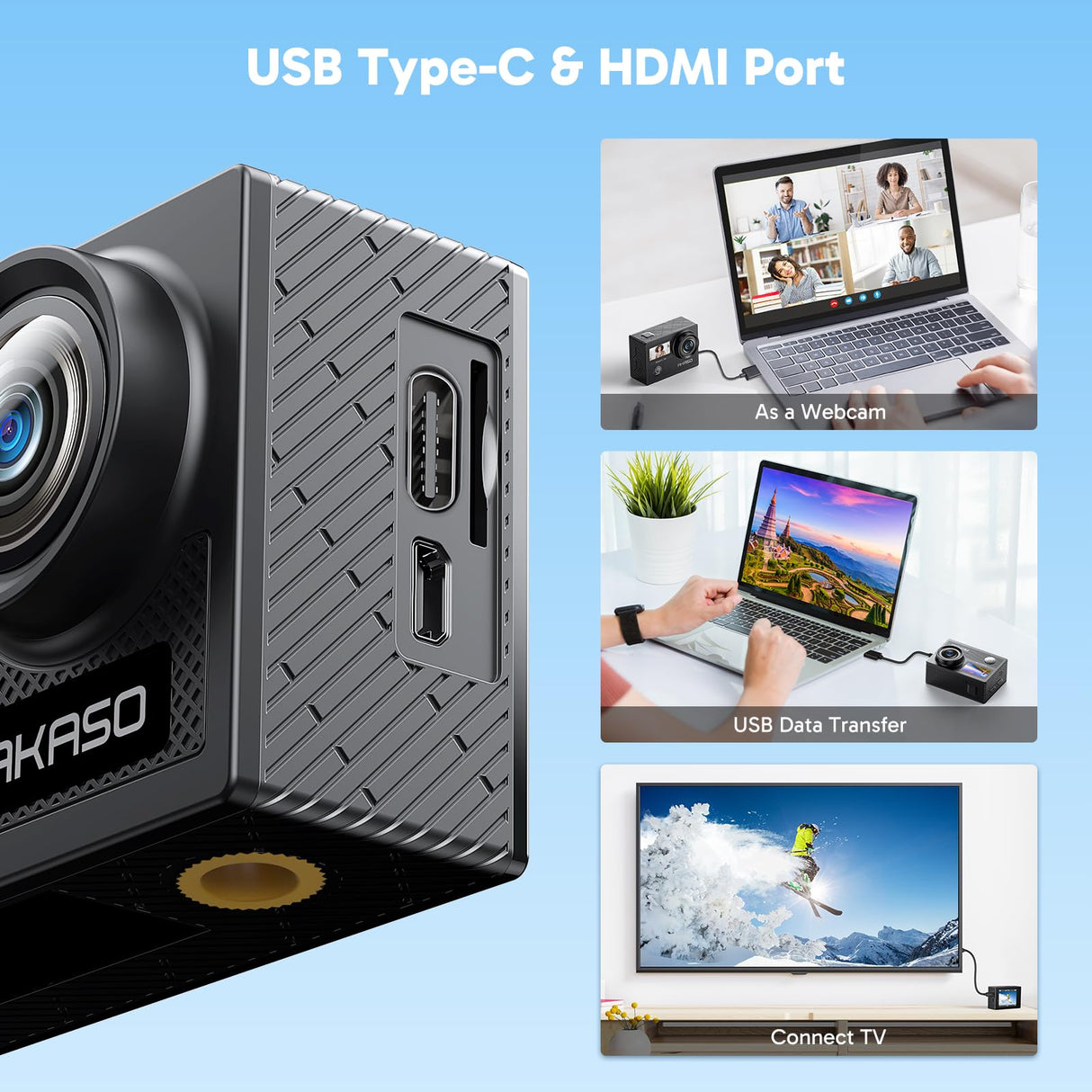 AKASO Brave 4 Cámara Deportiva 4K 20MP WiFi 5xZoom Camara de Accion