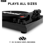 Gemini TT-900BB Stereo Turntable Music System - Belt Drive - Bluetooth input - Dual 50 Watt Stereo Speakers - Includes 45 Adapter (Black)