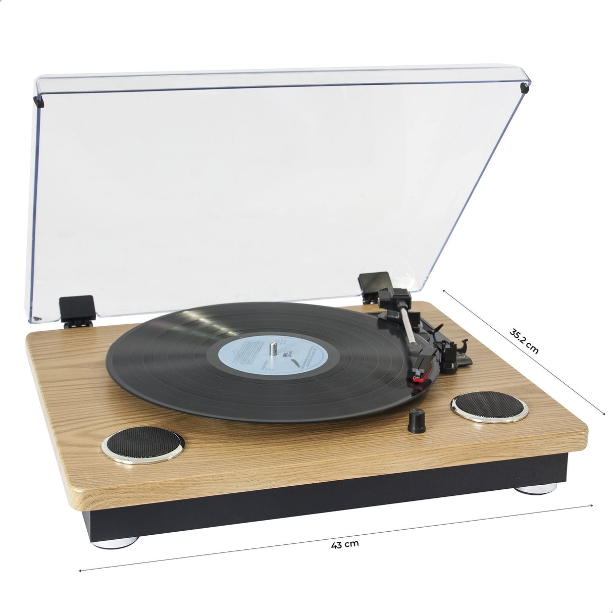 Madison - MAD-RT300SP-MKII - Giradiscos vintage con altavoces integrados (2x8W), Bluetooth, USB, MICRO-SD - Acabado madera