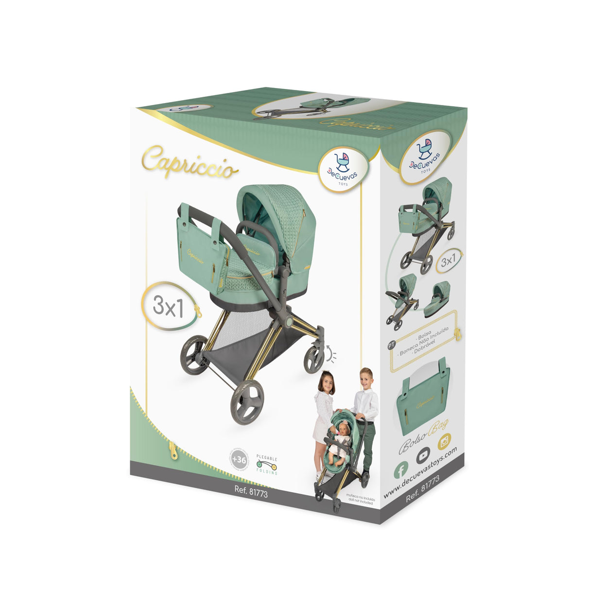 Carro de Muñecas Capriccio 3x1 DeCuevas Toys 81773