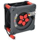 Brennenstuhl Carrete de cable profesional KA 5100 5 IP44 (cable H07RN-F 3G1,5 de 50 m en negro, 5 tomas de seguridad, uso en obra y exterior permanente, fabricado en Alemania)