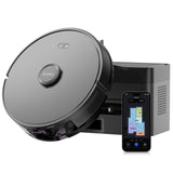 EUREKA E6 Plus Robot Aspirador y Fregasuelos, 5000Pa Succión Potente, Base de Vaciado Automático 2.5L,Sistema LiDAR preciso, Control por App, Diseño Anti-enredo, Ahorrador de Espacio,Mapa Multicapa