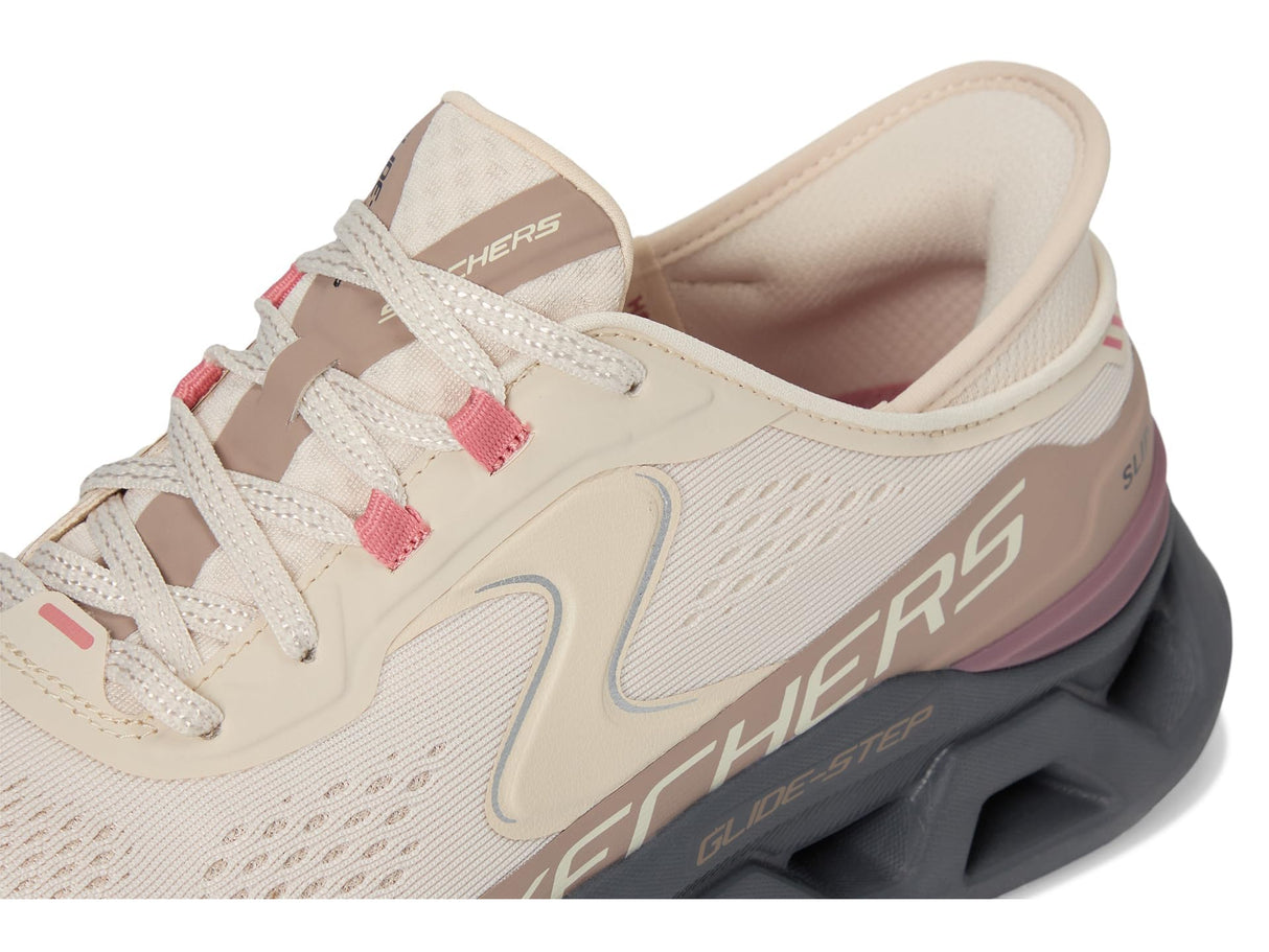 Skechers Glide-Step Altus, Zapatillas Mujer, Natural Synthetic/Mesh/Gray Trim, 41 EU