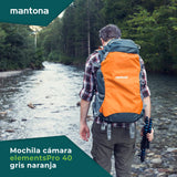 Mantona Mochila para Camera elementsPro 40 - con compartimentos internos ajustables, mucho espacio de almacenamiento para cámara y accesorios, computadora portátil, incl. cubierta de lluvia