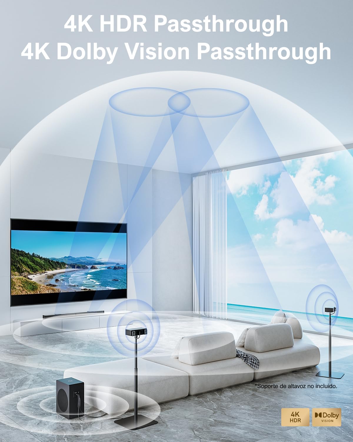 Barra de Sonido Dolby Digital 5.1.2, Barra de Sonido TV con Potente Subwoofer Inalámbrico de 8 Pulgadas, Sound Blaster con 2 Altavoces Verticales, Surround Soundbar para 4K HDR, Bluetooth, Nova S80